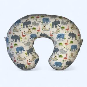 Boppy Nursing Pillow in White/Blue/Gray Watercolor Animals Whale Elephant Otter